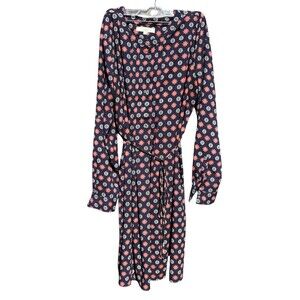 Loft‎ Womens Pink Floral Pintuck Dress XLT Modest Roll Tab Sleeves Church
